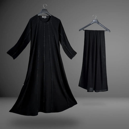 Black Diamantes Abaya Set Zujaja