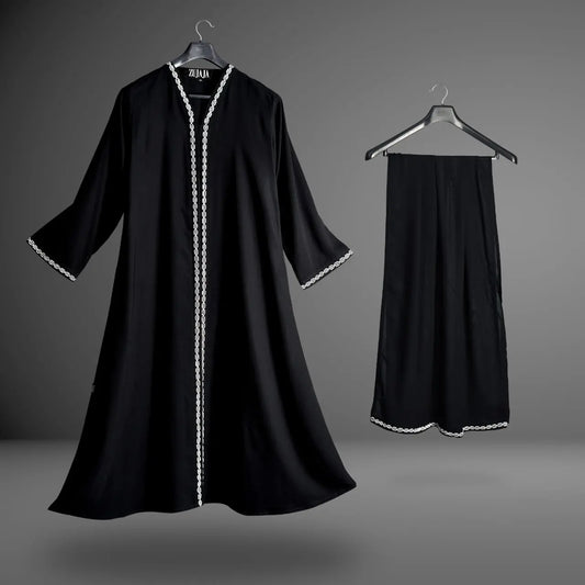 Black Embroidered Abaya Set Zujaja