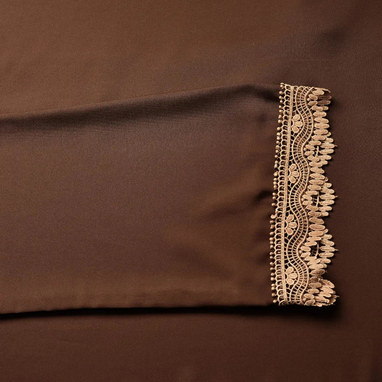 Brown Lace Detail Abaya Set Zujaja Perfumes