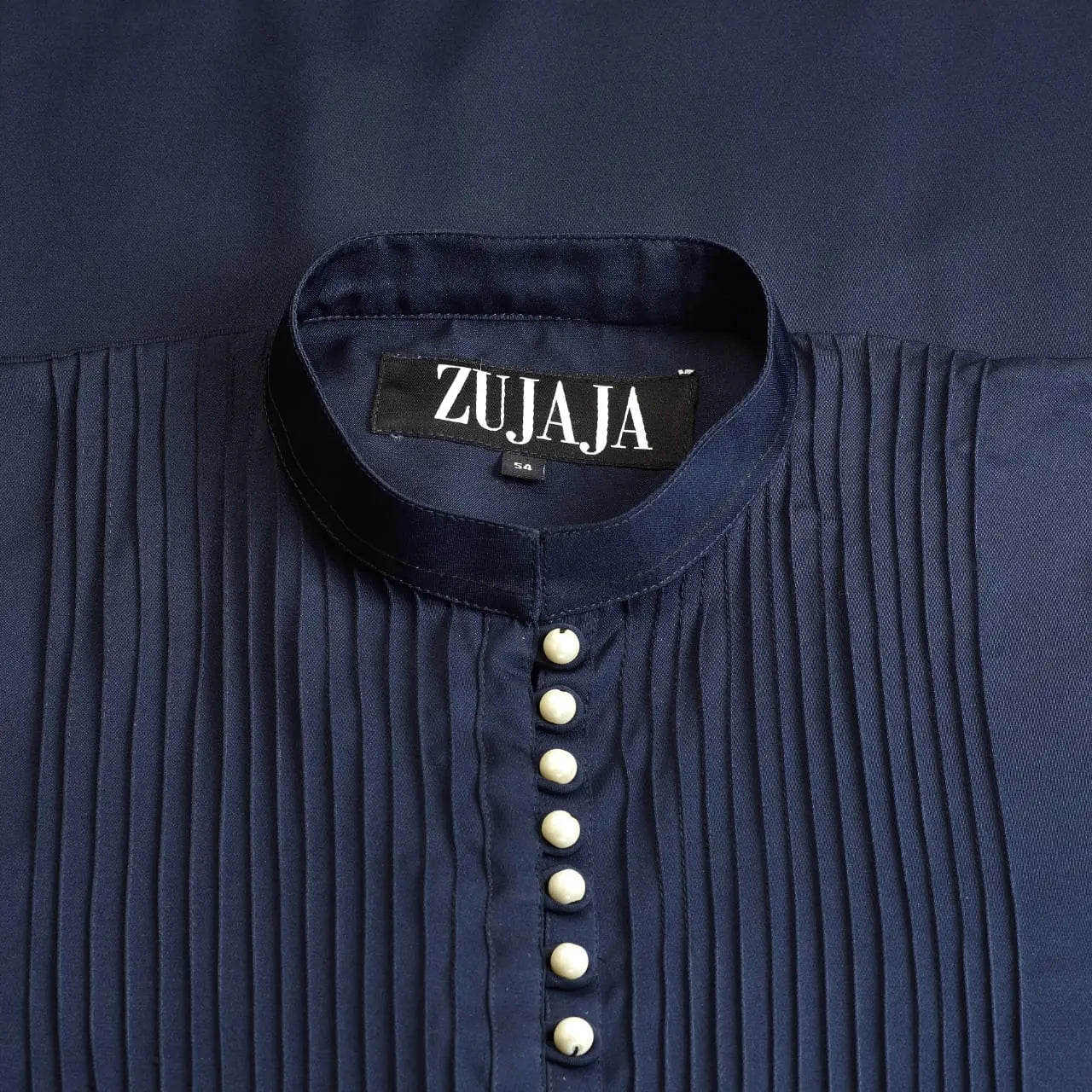 Navy Blue Pleated Abaya Set Zujaja